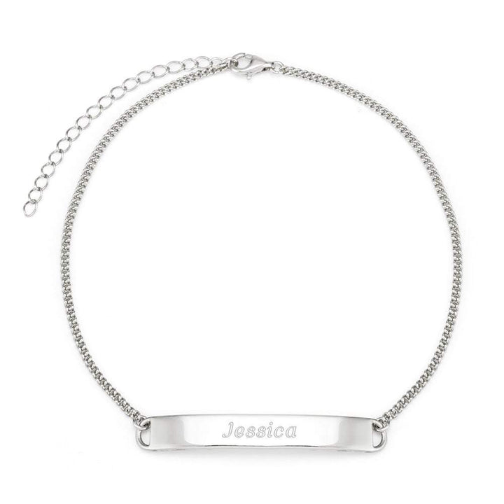 Engravable Name Bar Silver Anklet