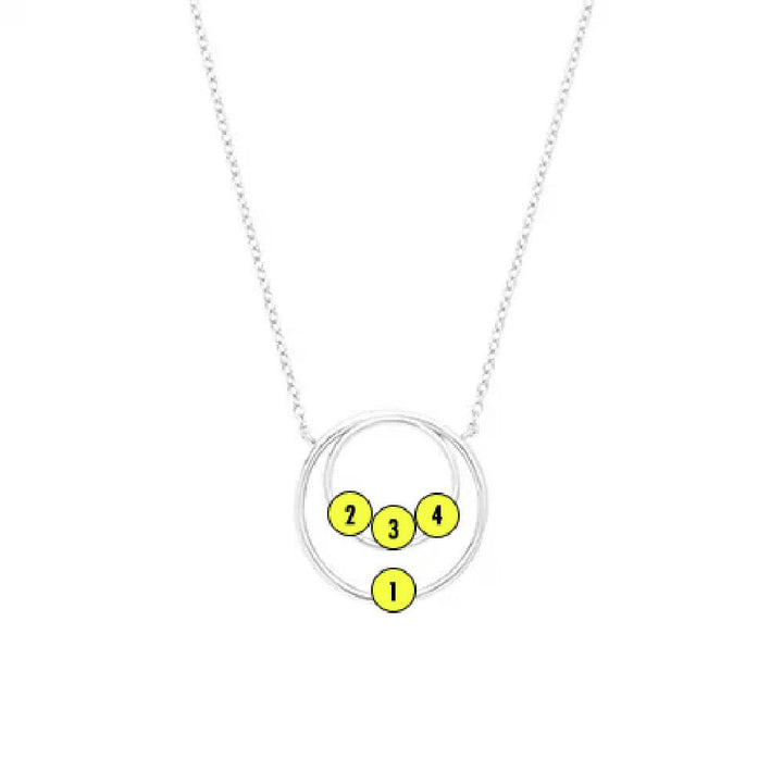 Mother and Child Four Birthstone Silver Circle Necklace