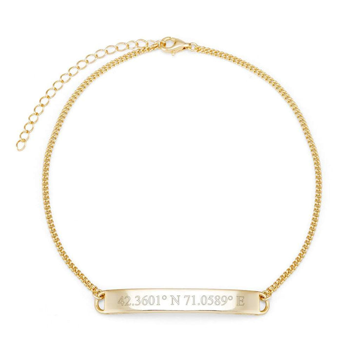 Custom Coordinate Name Bar Gold Anklet