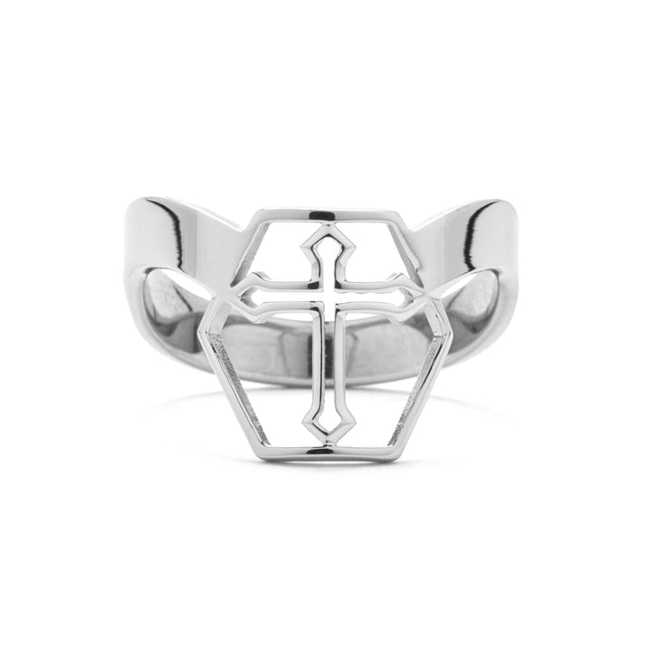 Stainless Steel Cut Out Cross Thumb Ring