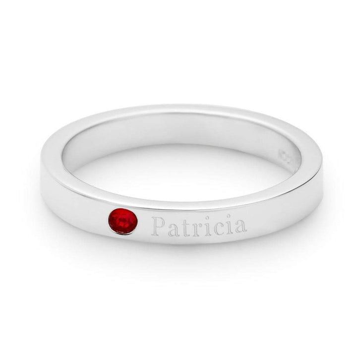 Custom Birthstone Silver Stacking Name Ring