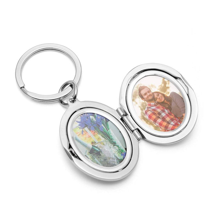 Engravable Oval Photo Locket Keychain