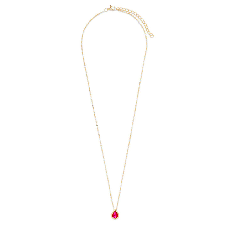 Gold Plated July Pear Cut Bezel Birthstone Necklace