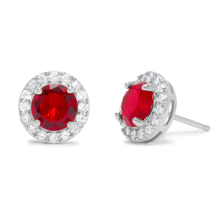 Custom Birthstone CZ Halo Stud Earrings