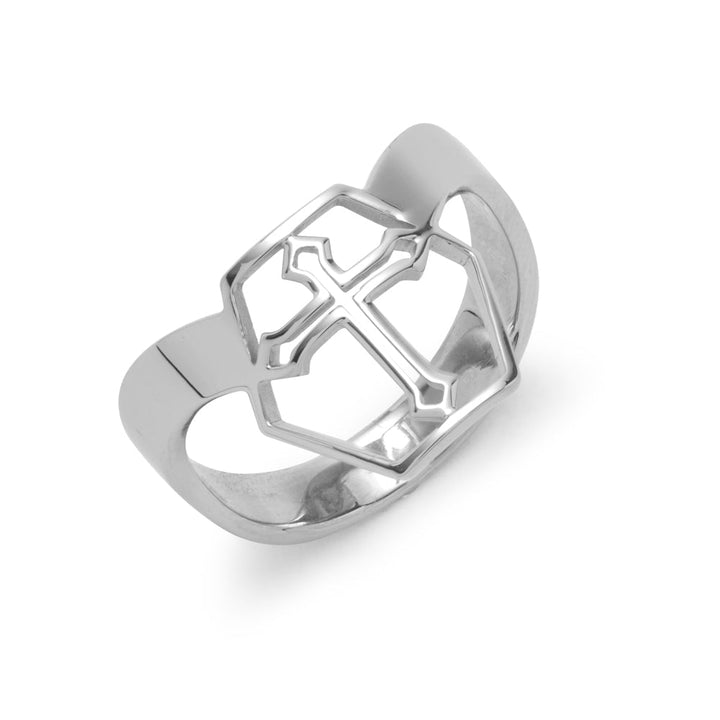 Stainless Steel Cut Out Cross Thumb Ring