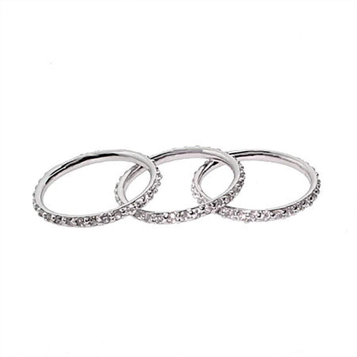 Sterling Silver Triple Stackable CZ Ring Set