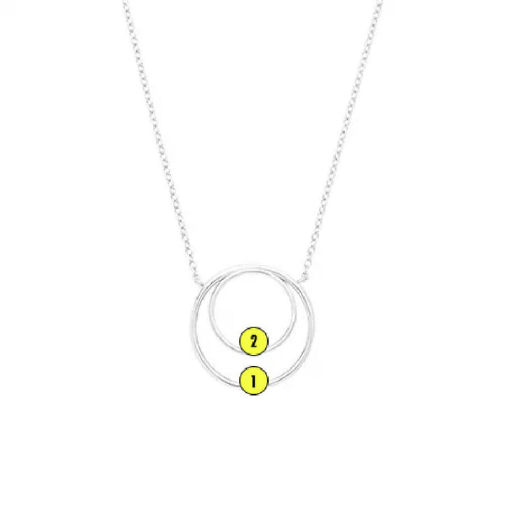 Mother and Child Two Birthstone Circle Necklace