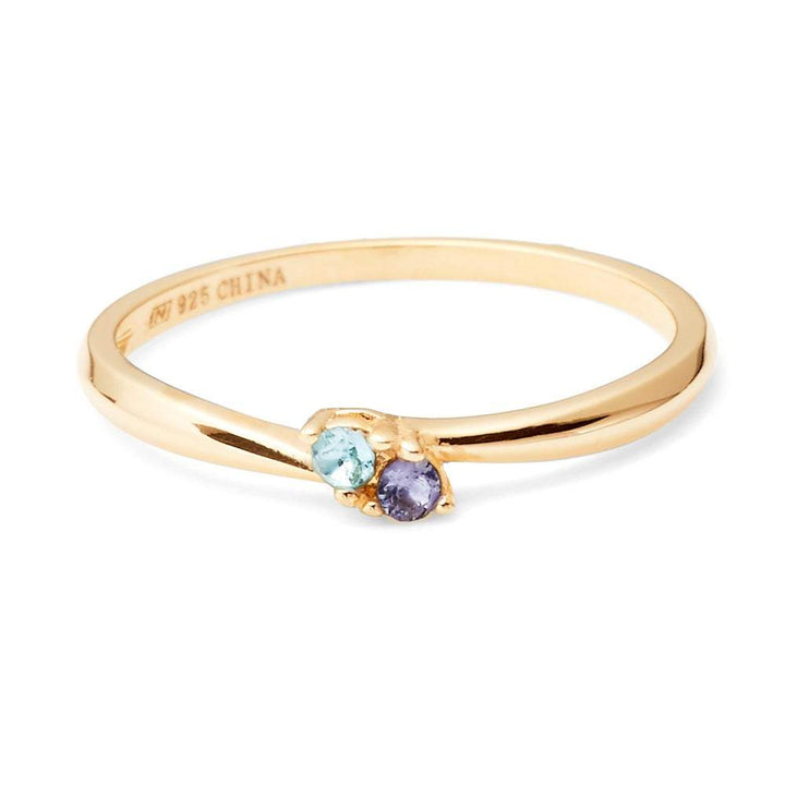 Petite 2 Stone Birthstone Gold Ring