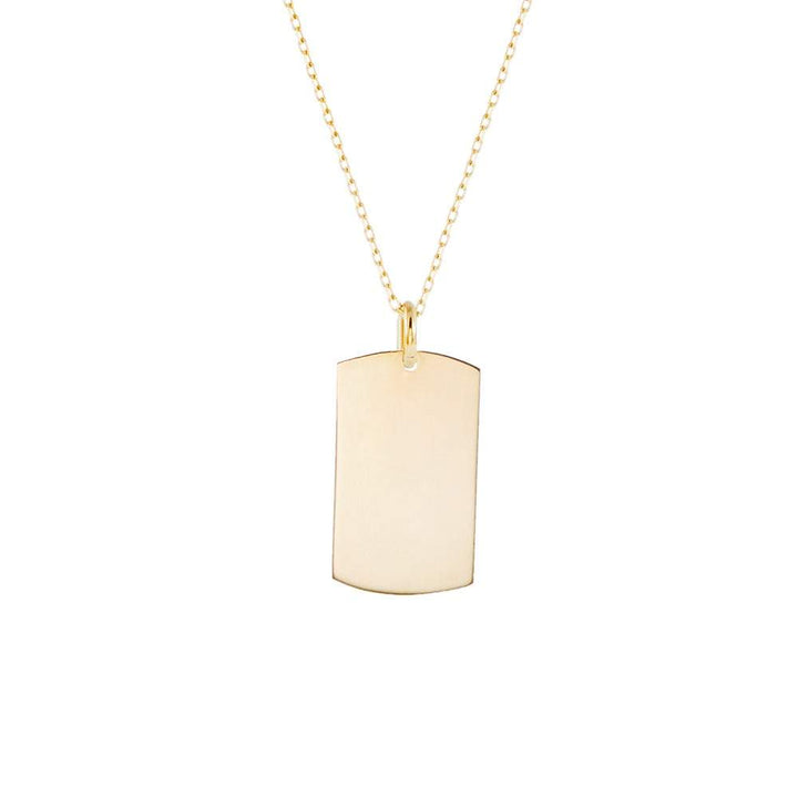 14K Gold Engravable Dog Tag Pendant