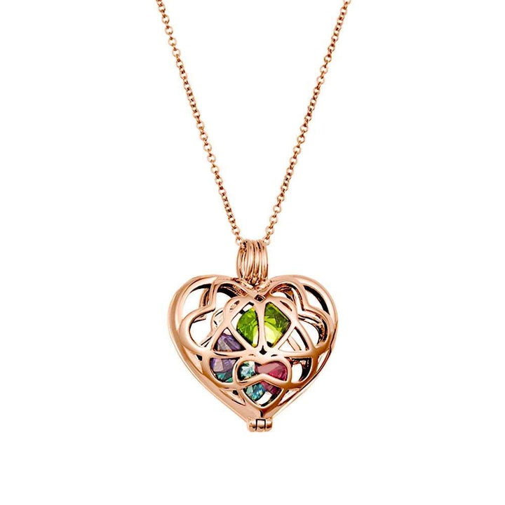 Rose Gold Interlocking Hearts 6mm Round Birthstone Locket