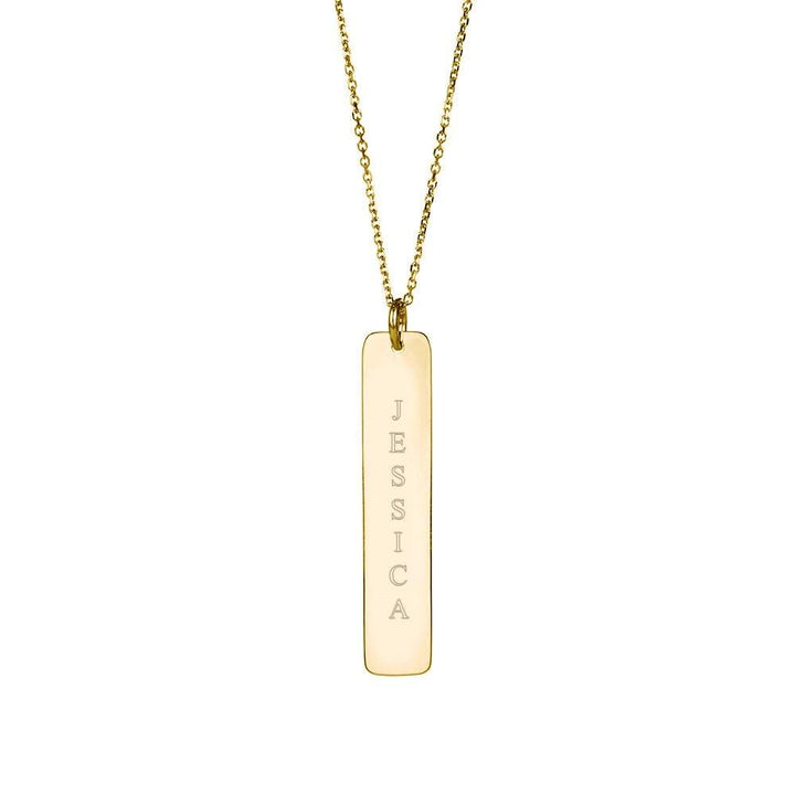 14K Gold Vertical Name Bar Necklace