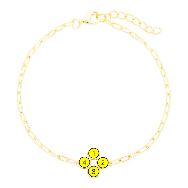 Custom Paperclip Chain Four Stone Gold Bezel Birthstone Bracelet