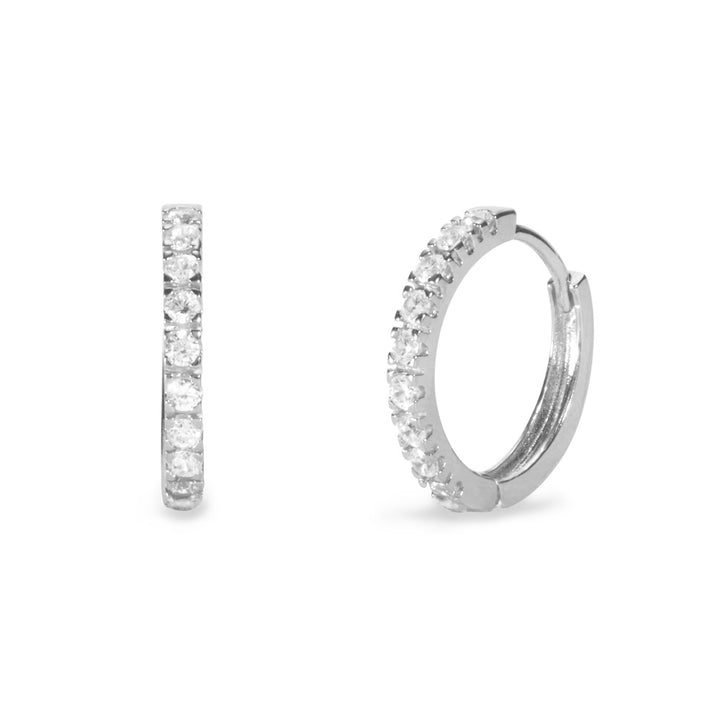 Sterling Silver Round CZ Huggie Earrings