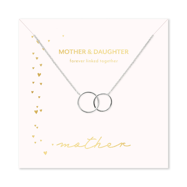 Mother &amp; Daughter Silver Two Generation Eternity Circle Necklace