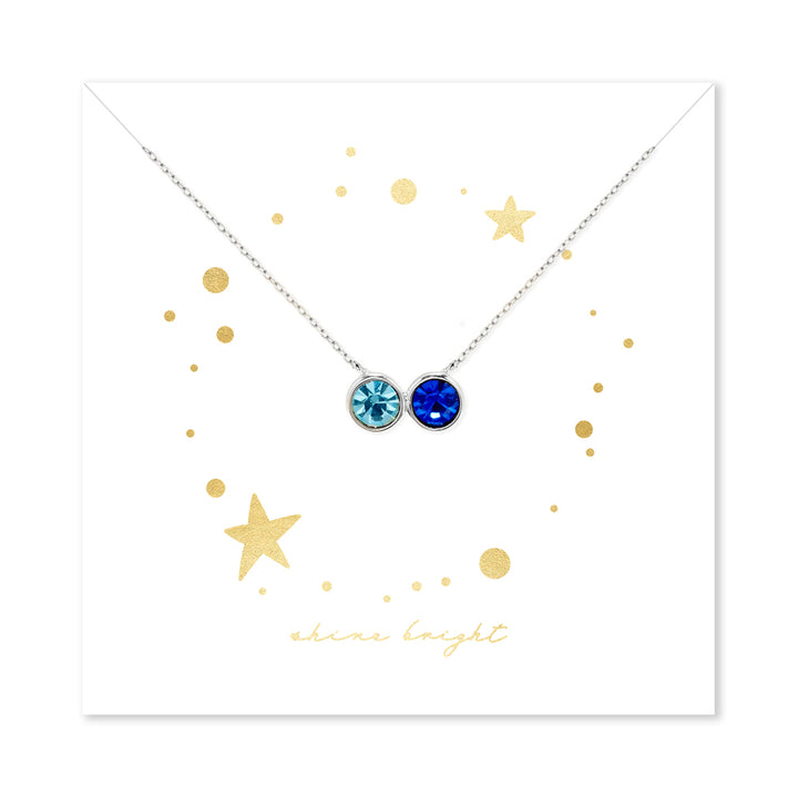 Shine Bright 2 Stone Birthstone Bezel Set Silver Necklace