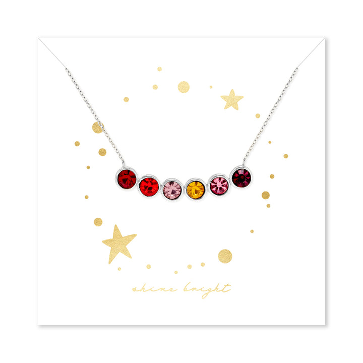 Shine Bright 6 Stone Birthstone Bezel Set Silver Necklace