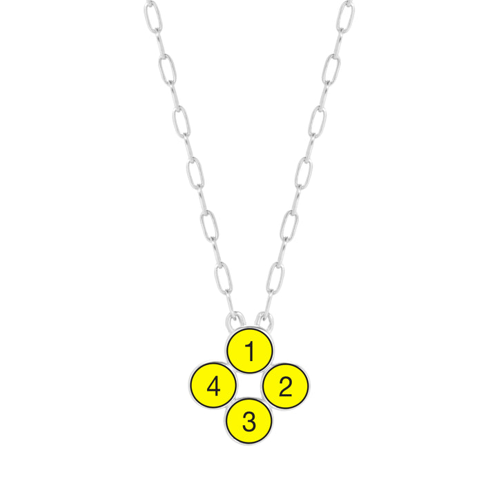 Custom Paperclip Chain Four Stone Flower Bezel Birthstone Necklace