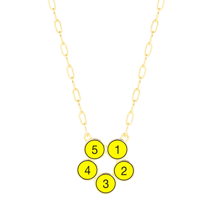 Custom Paperclip Chain Five Stone Gold Flower Bezel Birthstone Necklace