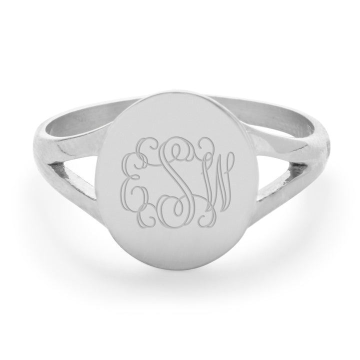 Split Band Stainless Steel Oval Signet Ring