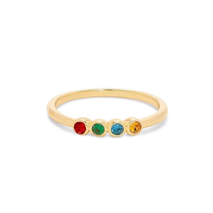 4 Stone Gold Bezel Set Birthstone Ring