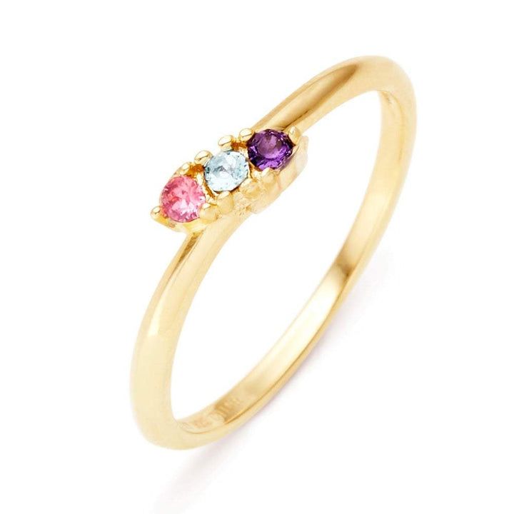 Petite 3 Stone Birthstone Gold Ring