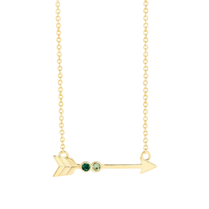 Custom Gold Two Birthstone Arrow Necklace