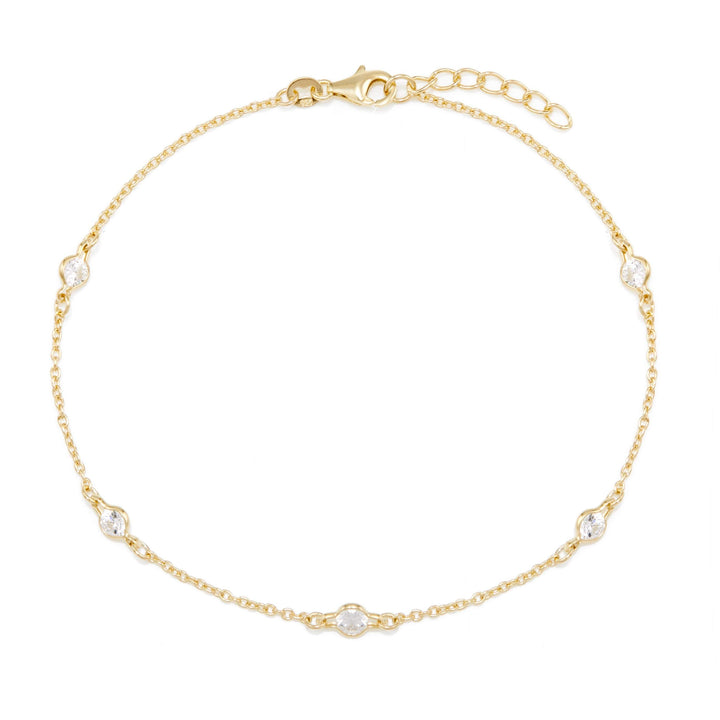 Gold CZs Studded Chain Anklet