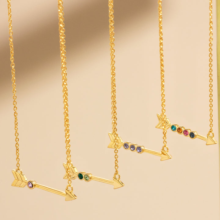 Custom Gold Two Birthstone Arrow Necklace