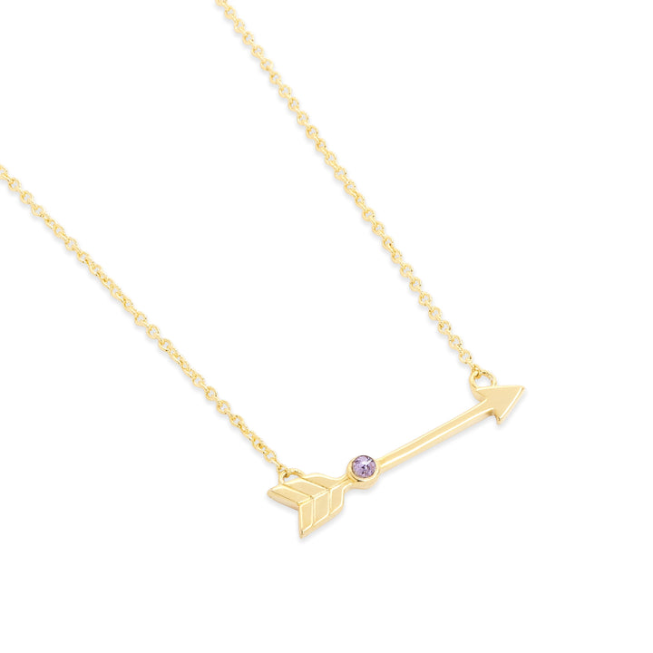 Custom Gold Birthstone Arrow Necklace