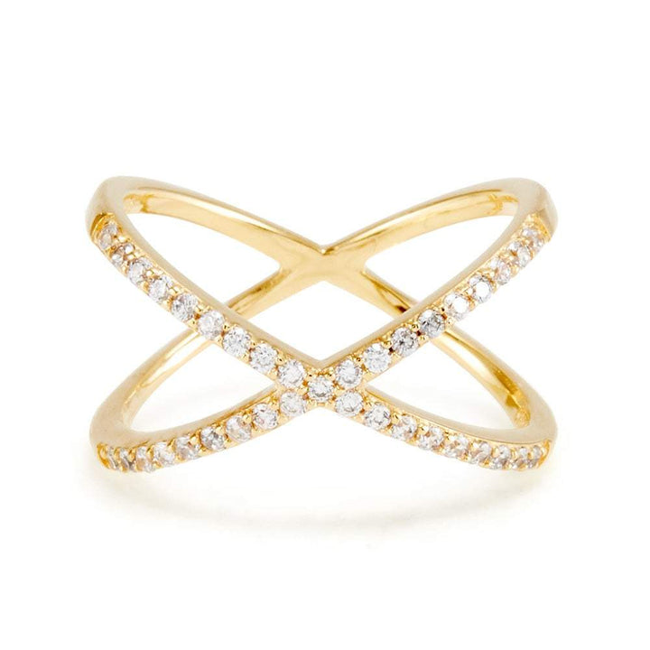 CZ Gold X Ring