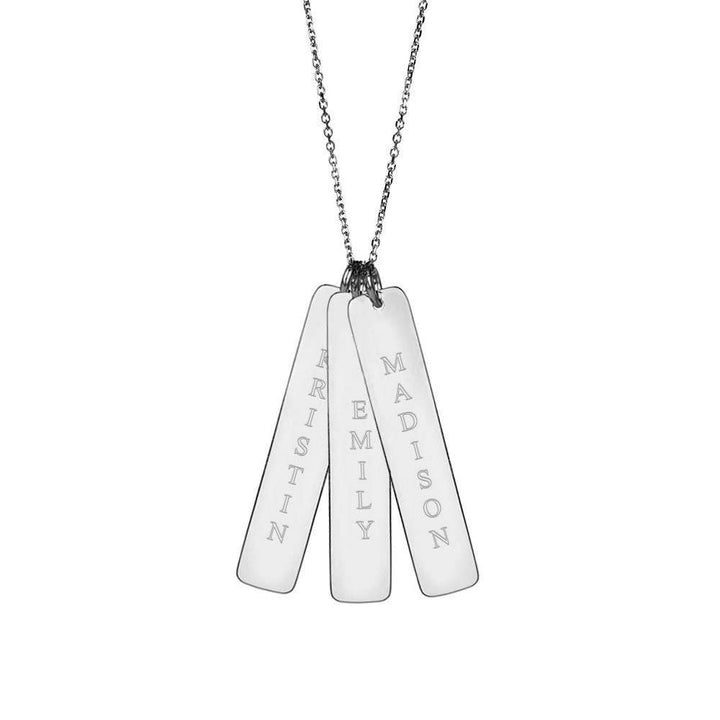 Triple Vertical Name Bar Pendant in Sterling Silver