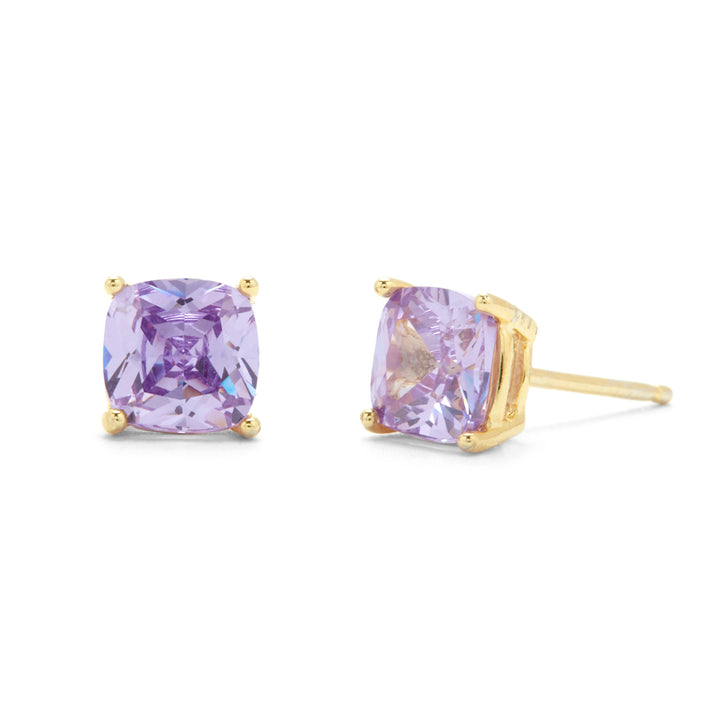 Gold Cushion Cut Birthstone Earrings