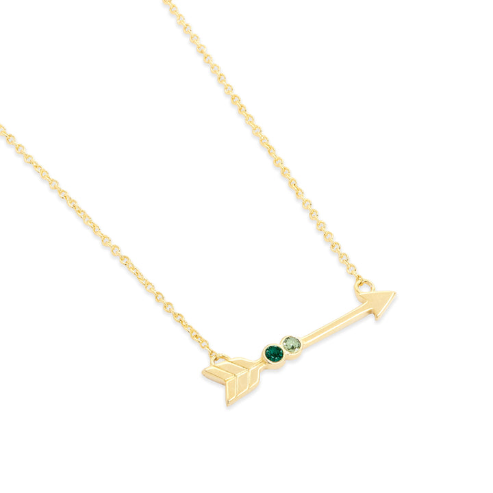 Custom Gold Two Birthstone Arrow Necklace