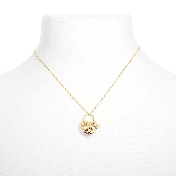 Gold Locked Heart 4mm Round Birthstone Locket