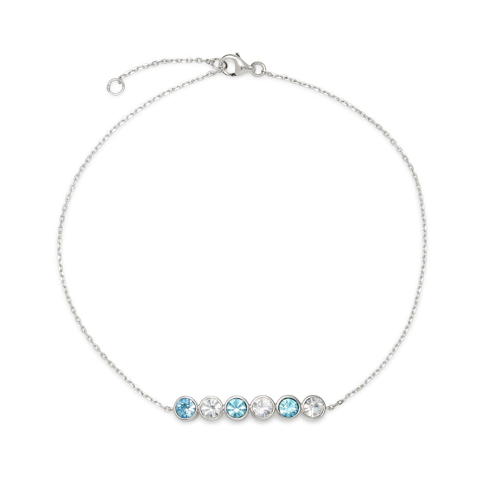 Six Stone Bezel Set Birthstone Silver Anklet