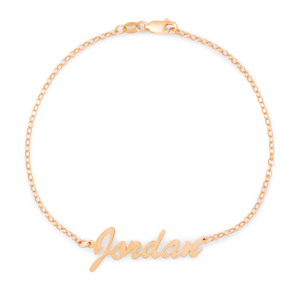 Thin Script Rose Gold Name Anklet