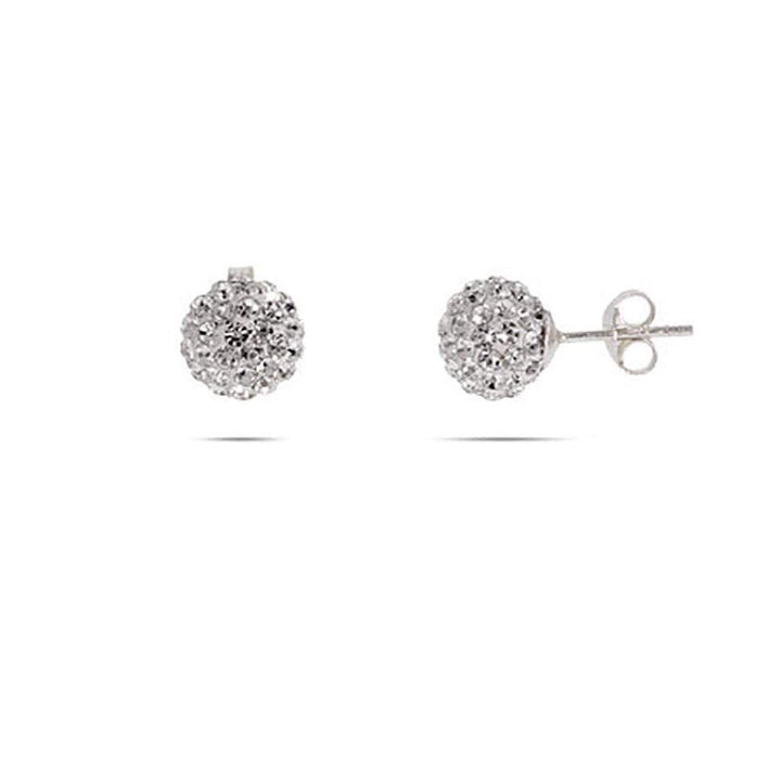 Sparkling Crystal 8mm Sterling Silver Bead Earrings