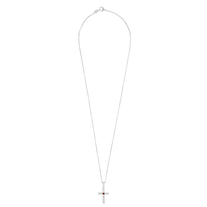 2 Stone Silver Cross Birthstone Pendant