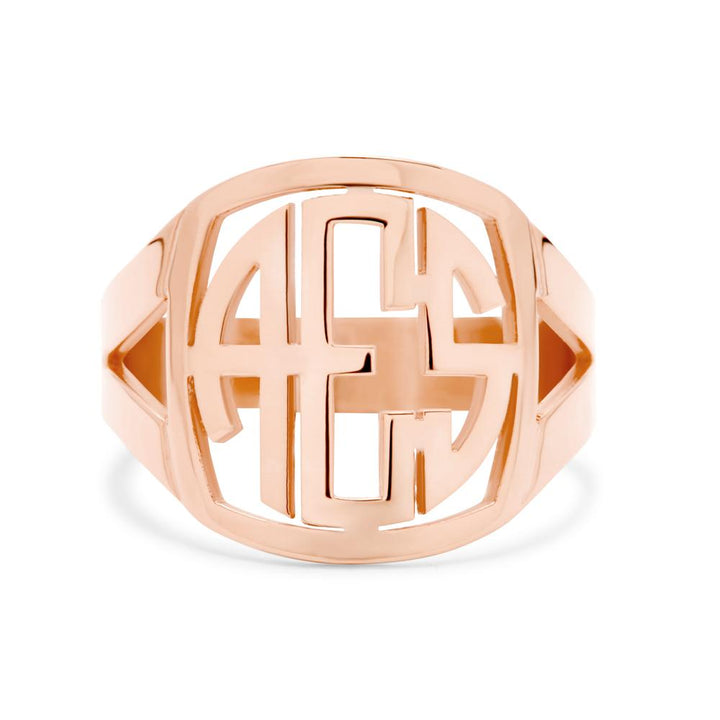 Rose Gold Block Monogram Ring