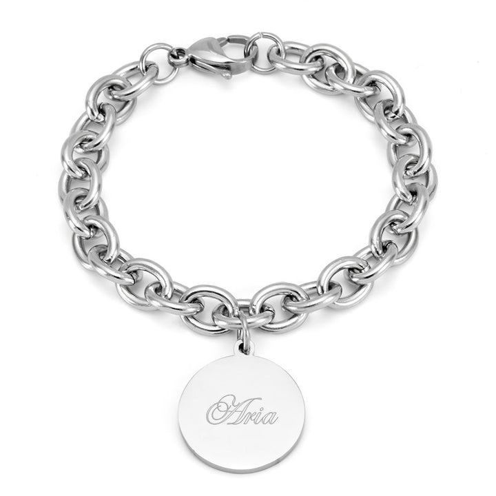 Stainless Steel Round Tag Bracelet