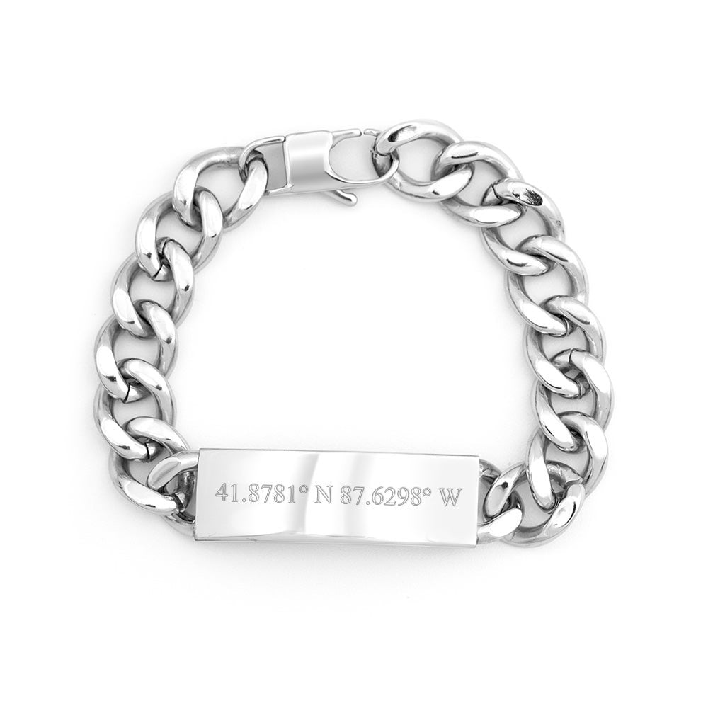 Men's Curb Link Custom Coordinate Bracelet