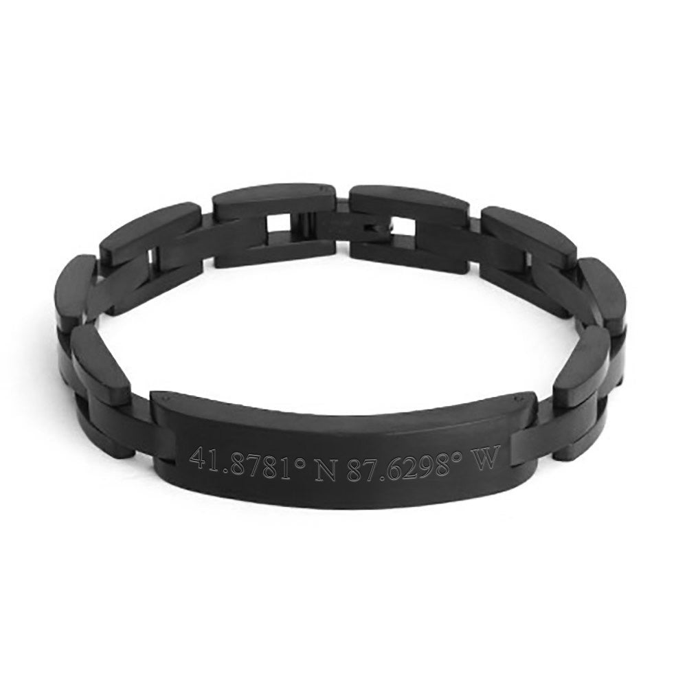 Men's Black Plate Custom Coordinate Bracelet