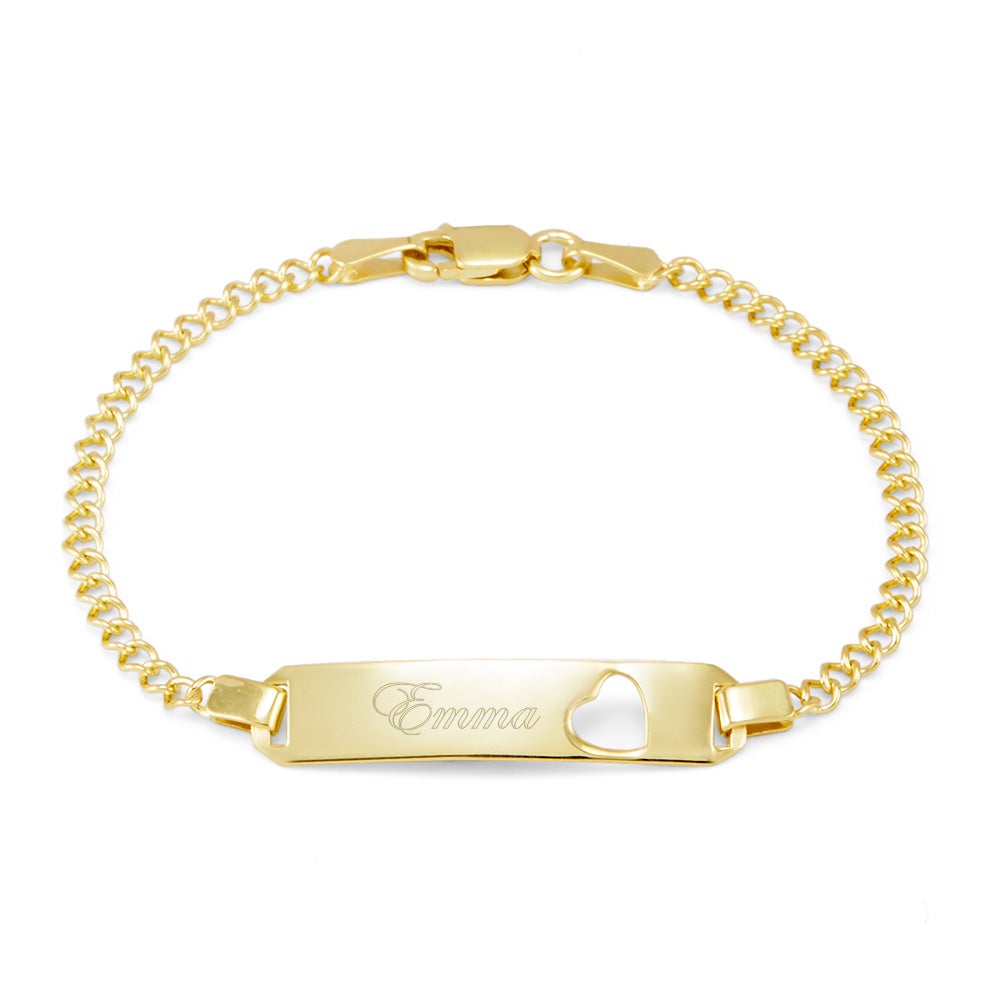 Engravable Baby ID Heart Gold Bracelet