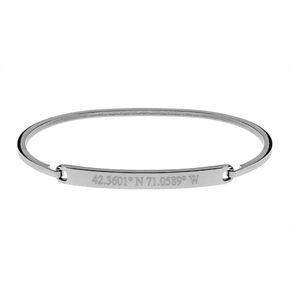 Custom Coordinate Simple Thin ID Bangle Bracelet