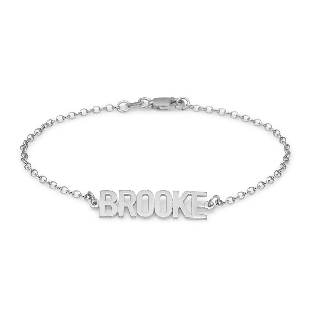 Modern Block Sterling Silver Name Bracelet