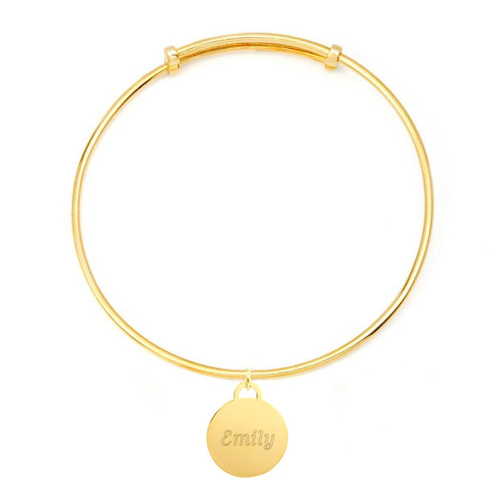 Engravable Round Tag Adjustable Gold Bracelet