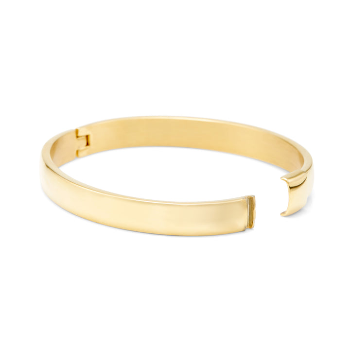 Gold Engraved Oval Bangle Bracelet