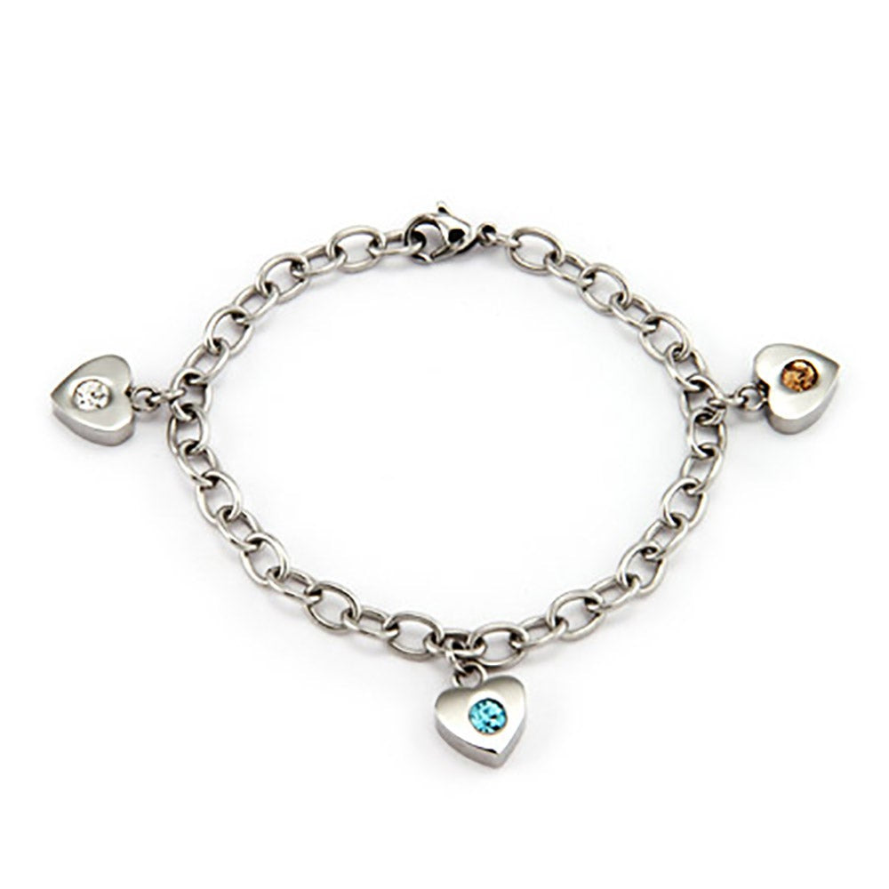 3 Stone Family of Hearts Custom Birthstone Bracelet