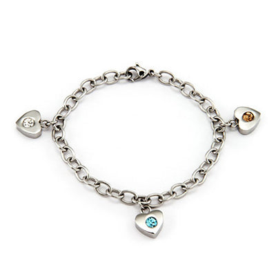 3 Stone Family of Hearts Custom Birthstone Bracelet