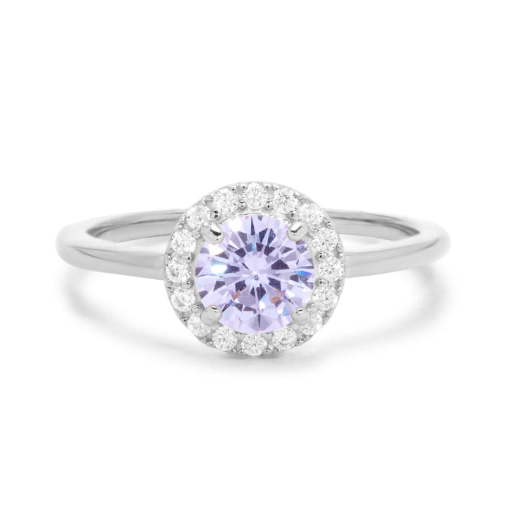 Custom Birthstone CZ Halo Ring